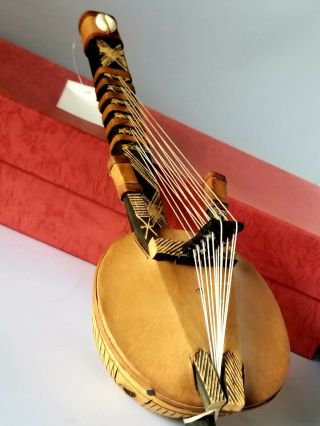 Vintage Native Wood With Leather Folk Musical Mandolin - Decorative Item