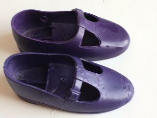 Vintage Ideal Crissy Velvet Doll Dark Purple Shoes Pair T Strap 2