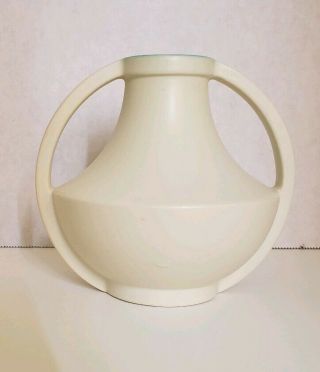 Vintage Two Handled Coors Art Pottery Vase - Matt Finish,  Cream/turquoise