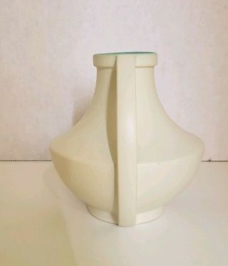 Vintage Two Handled Coors Art Pottery Vase - Matt Finish,  Cream/Turquoise 2