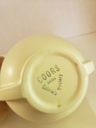 Vintage Two Handled Coors Art Pottery Vase - Matt Finish,  Cream/Turquoise 6