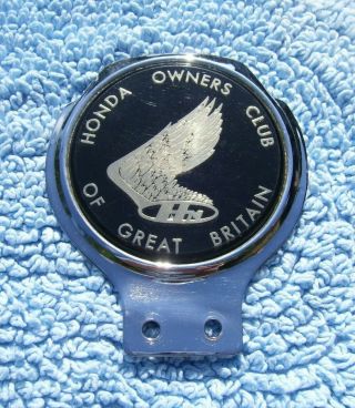 Vintage 1980s Honda Owners Club Of Great Britain Car Badge - Motorcycle Bar Emblem