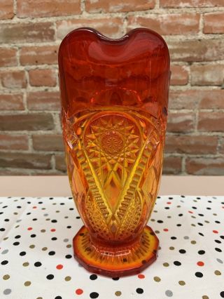 Vintage Orange Red Ornate Glass Pitcher 5