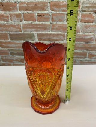 Vintage Orange Red Ornate Glass Pitcher 7