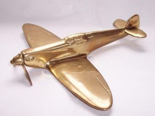 Vintage Wwii Trench Art Solid Brass Spitfire Aeroplane/airplane Raf Model