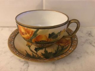 Vintage Nippon Hand Painted Cup & Saucer