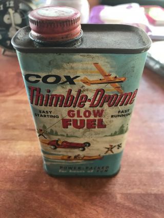 Vintage Cox Thimble Drome Glow Fuel Gas Tin Can 1 Pint Empty Usa Santa Ana Cal