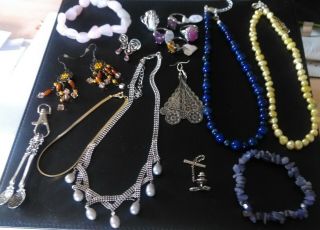 Vintage Joblot Gemstone,  Lapis,  Pearl,  Sterling Silver,  Silver And Gold Plate