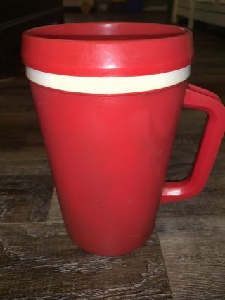 Aladdin Vintage Red Travel Coffee Mug Cup W/lid Plastic 32 Oz.