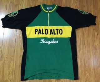 Vintage Sms Santini Palo Alto Bicycles Cycling Jersey Shirt Wool 1/2 Zip