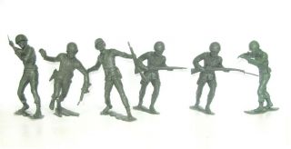6x Vintage Marx 150 Mm Plastic Toy Soldiers World War 2 Usa Marine Infantry