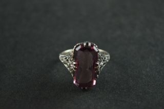 Vintage Sterling Silver Purple Square Stone Ring W Woman 