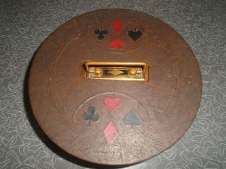Vintage Poker Chip Set Carousel Wood Caddy Holder W/original Cover