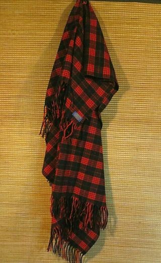 Vintage Pendleton Wool Throw Blanket Plaid Red & Black 70 " X 55 "