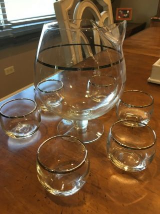 Vintage Blendo West Virginia Glass Snifter & 6 Roly Poly Glasses Cocktail Brandy