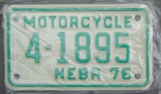 Vintage Nebraska 1976 Motorcycle License Plate In Plastic 4 - 1895 ^