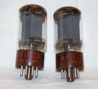 Pr Raytheon Type 5881 Tubes,  Matched Tests,  1957 Date Codes,  6l6,  6l6wgb,  Brown Base