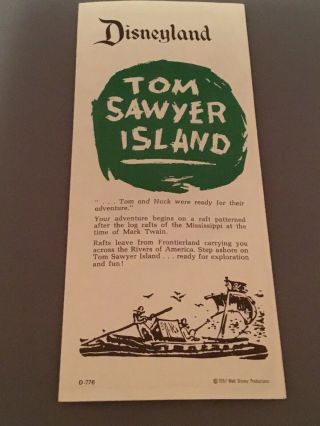Vintage 1957 Disneyland Tom Sawyer Island Frontierland Map