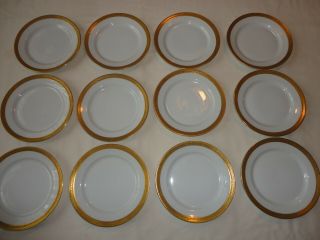 12 Vintage H & C Bavaria China Gold Trimmed 6 1/2 " Bread / Dessert Plates
