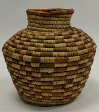 Vintage Southwest Papago Or Mexican Hand Woven Basket 9 "