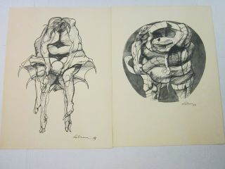 Drawings for Dante ' s Inferno by Rico Lebrun - Two Signed Lithographs 2