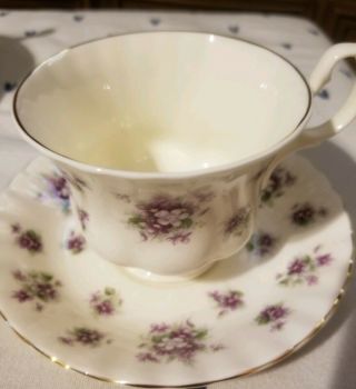 Vintage Royal Albert Cup And Saucer With Violets / Purple Flowers England