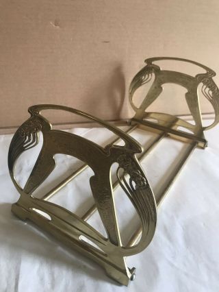 Cast Brass Art Nouveau Expandable Folding Bookends Vintage