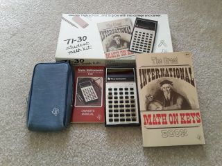 Vintage Texas Instruments Ti - 30 Student Math Kit Calculator W/case Complete 1976