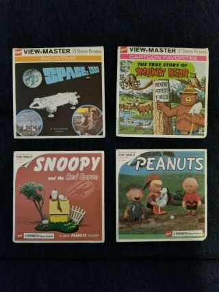 Vintage Viewmaster Reels - Space: 1999,  Smokey The Bear,  Peanuts,  Snoopy