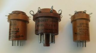 3 Vintage Pomona 7 - Pin,  8 - Pin,  & 9 - Pin Vacuum Tube Test Socket Adapters