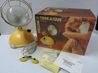 Ge Time A Tan Deluxe Suntanner Sunlamp Rsk6b Complete Bulb Goggles Vintage