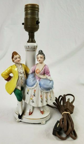 Vintage Colonial Victorian Figurine Man Woman Made In Occupied Japan Lamp