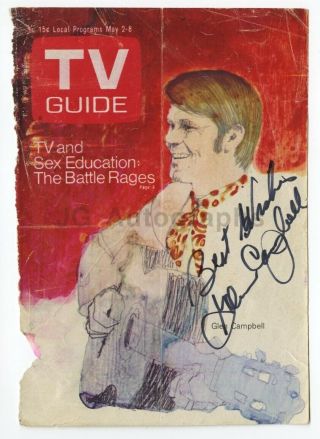 Glen Campbell - Musician,  Actor,  Tv Host - Autographed Vintage Tv Guide Cover