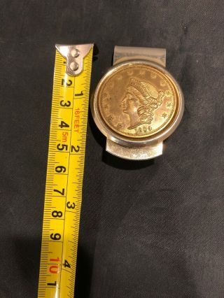 Vintage KELLOGG & CO.  Goldtone 1854 Liberty Head COIN Money Clip 5