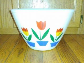 Set of 2 Vintage 1950 ' s Fire King Oven Ware Tulip Bowls - 9 1/2 