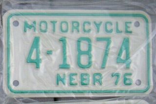 Vintage Nebraska 1976 Motorcycle License Plate In Plastic 4 - 1874