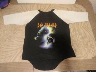 Vintage 80’s Def Leppard Hysteria T - Shirt Size Xl Band 3/4 Sleevetee