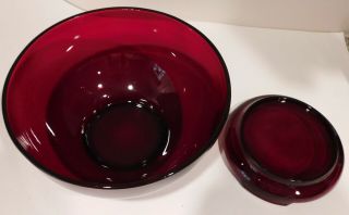 Vintage Anchor Hocking Ruby Red Glass Punch Bowl Set Base & 12 Cups EUC 6