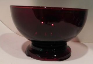 Vintage Anchor Hocking Ruby Red Glass Punch Bowl Set Base & 12 Cups EUC 8