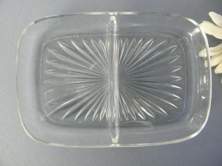 Vintage Starburst Divided Liner Relish Dish Vanity Tray Clear Pressed Glass 3