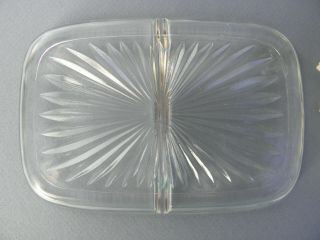 Vintage Starburst Divided Liner Relish Dish Vanity Tray Clear Pressed Glass 4