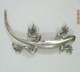 Vintage Sterling Silver Lizard Pin/brooch 3 1/8 " Long Signed