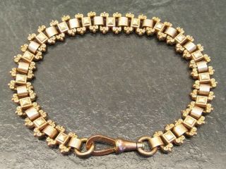 Old Vintage Rolled Gold / Gold Filled Ornate Chain Bracelet 7 3/4 " In Length.