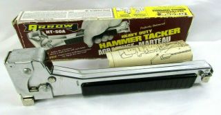 Vintage Hammer Tacker Heavy Duty Arrow Fastener Ht 50 A Staple Gun Box Paperwork