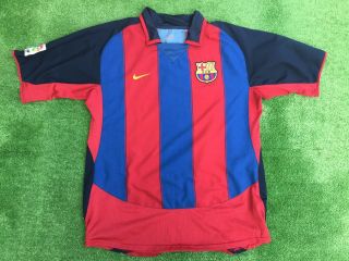 Vintage Spain Barcelona Nike Home Football Shirt 2003 - 04 Large Adult