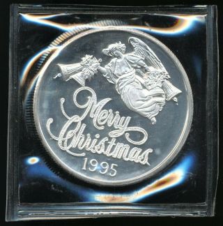 Vintage 1995 Christmas Angel 1 Troy Oz.  999 Proof - Like Silver Art Round