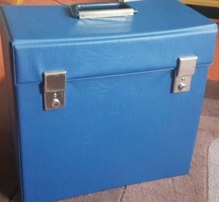 Vintage Cheney Lp 12 " Vinyl Record Box Carry Case Cheney Latches Blue