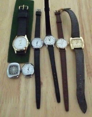 7 Vintage Ladies Wristwatches,  Most Are Old Stock,  Buler,  Rone T55