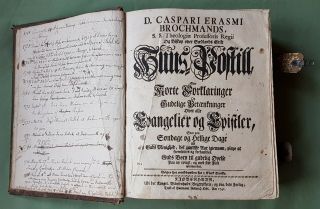 Fine Early Book,  Gothic,  D.  Caspari Erasmi Brochmands,  1741.  Book Clasps