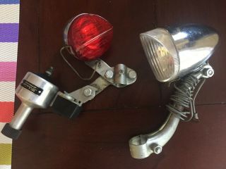 Vintage Anlun Schwinn Approved Bicycle Bike Tail Light Generator & Headlight
